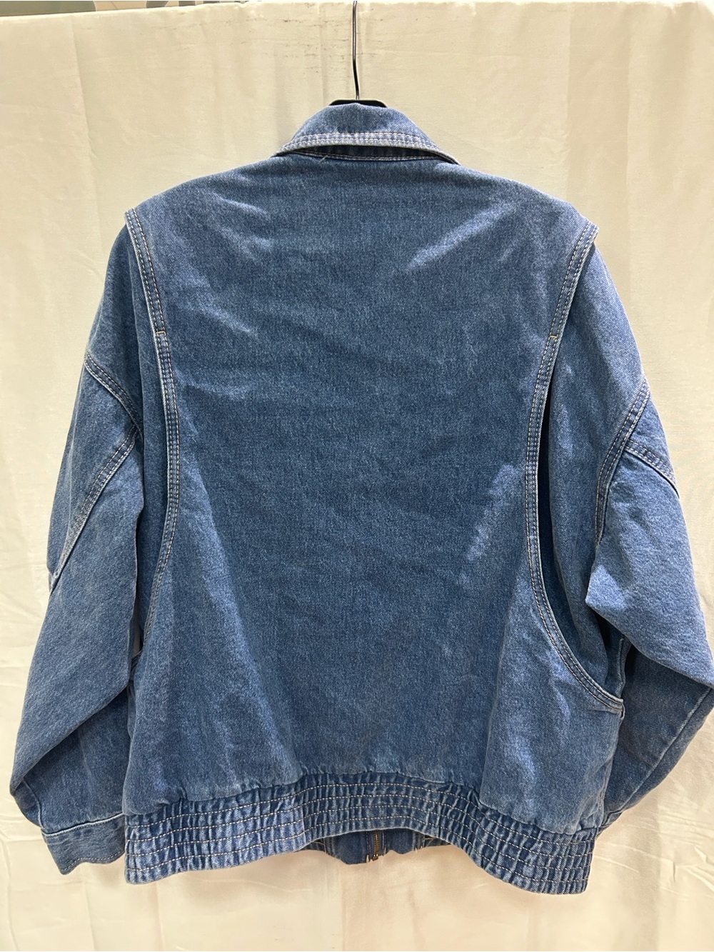 Universal Thread Denim Bomber Jacket in Blue - Picture 7 of 8